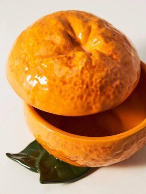 Anthropologie Valencia Orange Stoneware Canister